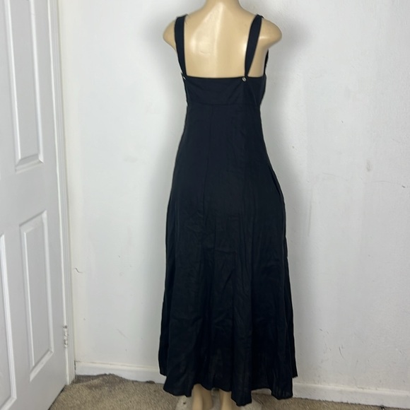 JETS AUSTRALIA black linen midi dress size 6 - Picture 3 of 9
